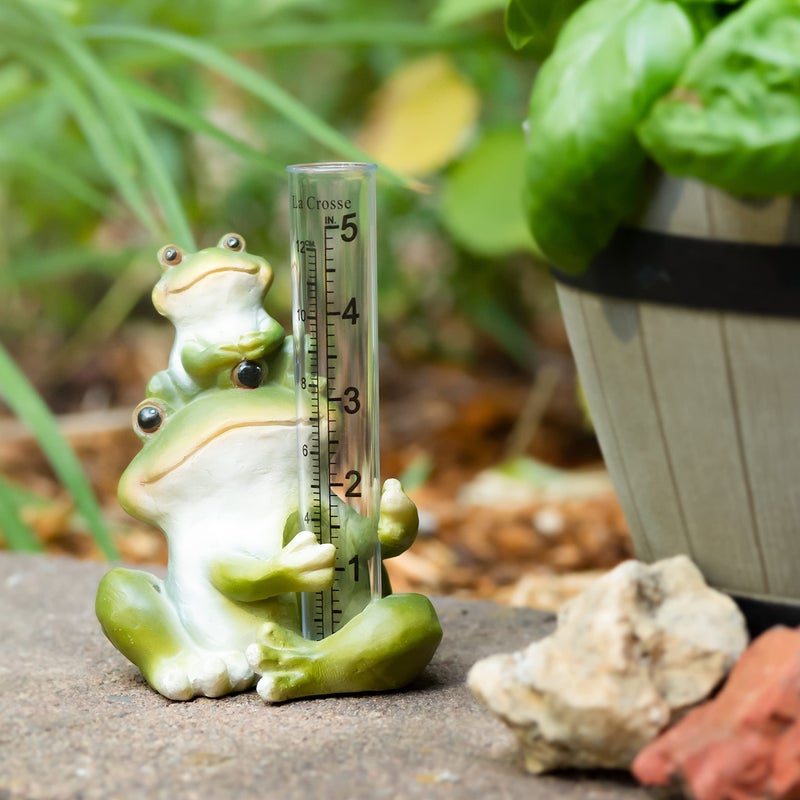 LA CROSSE MCCORMICK La Crosse 704-4114 5 in. Table Standing Polyresin Frog Rain Gauge - Image 5
